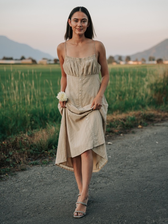OAK + FORT Dresses & Skirts - Oak & Fort Spaghetti StrapMidi Dress in Beige